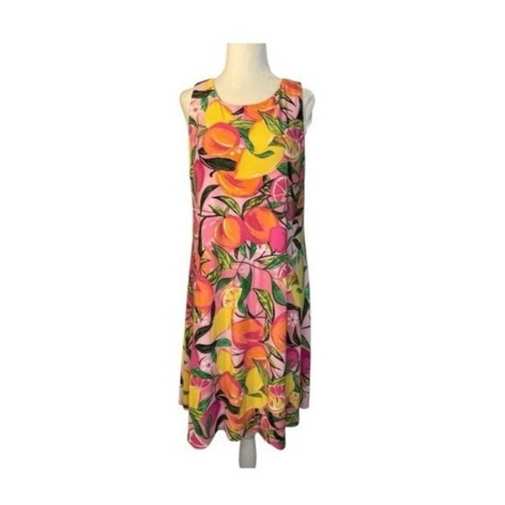 Pappagallo Tropical Pink Gwen Peachy Keen Print Shift‎ Mini Dress M